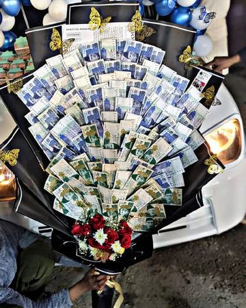 Money Bouquet with Flowers