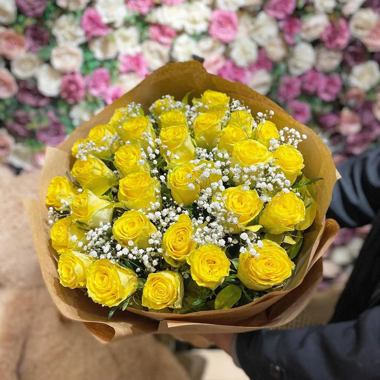 Yellow Roses with Baby’s Breath