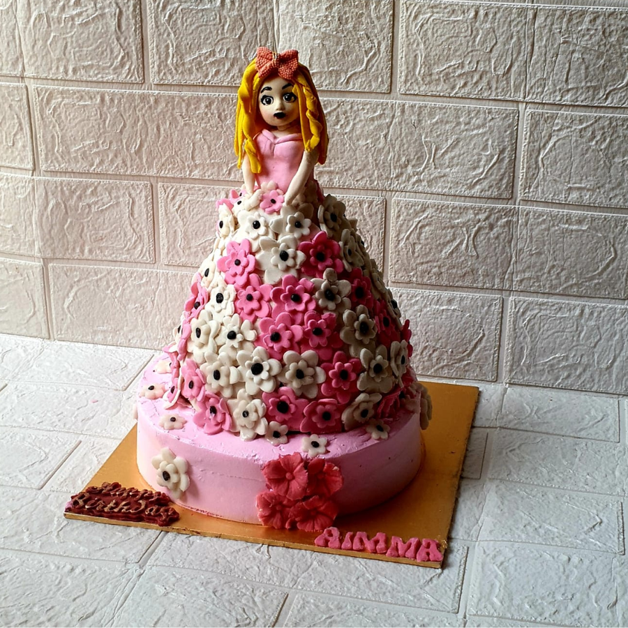Pink & White Barbie Theme Cake (6–7 lbs) – Premium Customized Birthday Cake