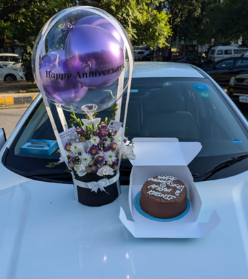 Purple Theme Flowers Balloon Box &Cake🎂|Birthday Gift