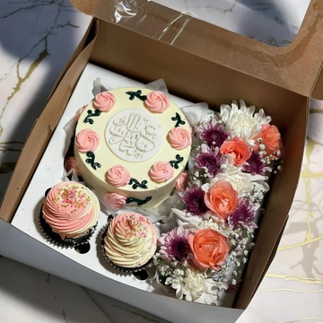 Eid Special Cake & Cupcakes with Imported Flowers