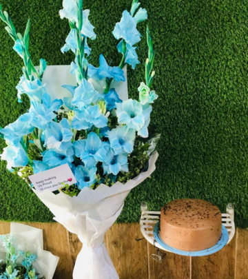 Fresh Bouquet and Cake for Dad