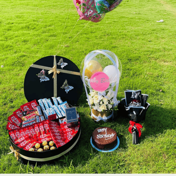 Perfect Giftset For Him/Her|Chocolates,Flowers,Cake,Perfume,Baloons,Card