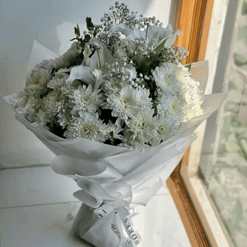 Luxury White Chrysanthemum Bouquet for Him