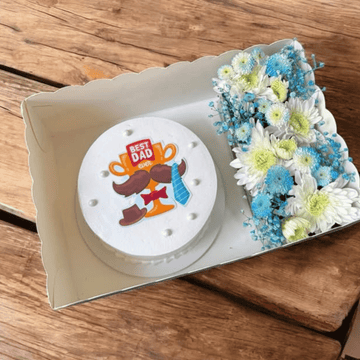 Bloom & Bite” – Custom Cake with Chrysanthemum Arrangement