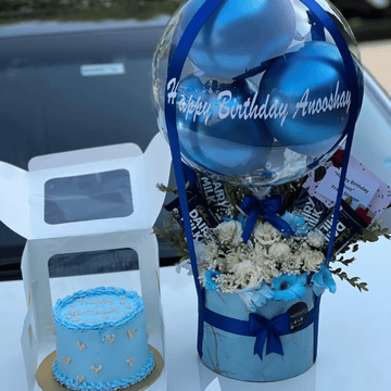 Perfect Blue Theme Birthday Giftset For Him|Customized Cake|Flowerbouquet |ChocolatesBox