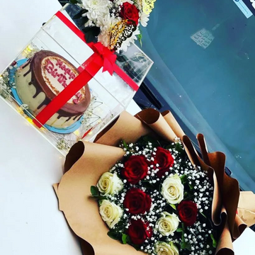 Luxurious Red & White Roses Surprise For Her