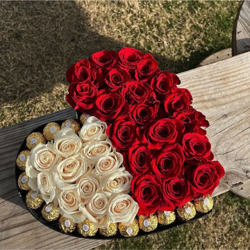 Golden Heart: White Roses with Ferrero Touch