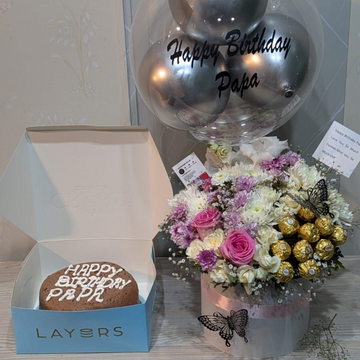 Happy Birthday Papa: Elegant Flower Box & Sweet Treats|Same Day Gift Delivery Pakistan🇵🇰