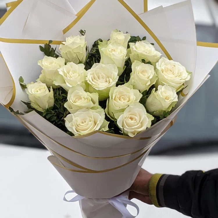 Premium Imported White Roses Bouquet