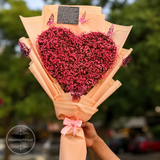Heart Shape Pink Baby’s Breath Bouquet with Butterflies