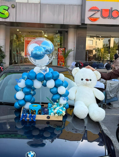 balloon basket and teddy