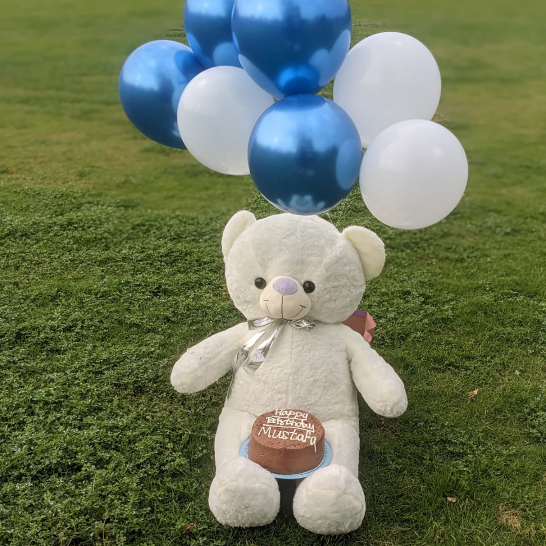 Baby Boy Arrival Surprise – Teddy, Cake & Balloons 🎀👶