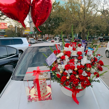 💖 Luxury Anniversary Surprise – Custom Cake, Flowers, Chocolates & Balloons 🎁✨