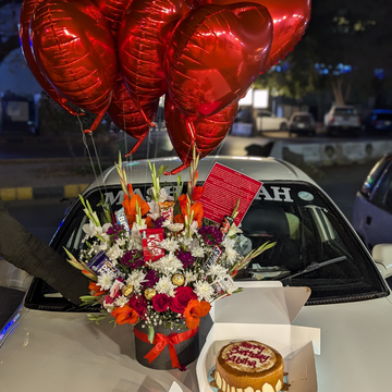 🎉💖Perfect Birthday Anniversary Gift for Couples Flowers,Chocolates,Cake & Balloons 🎁✨