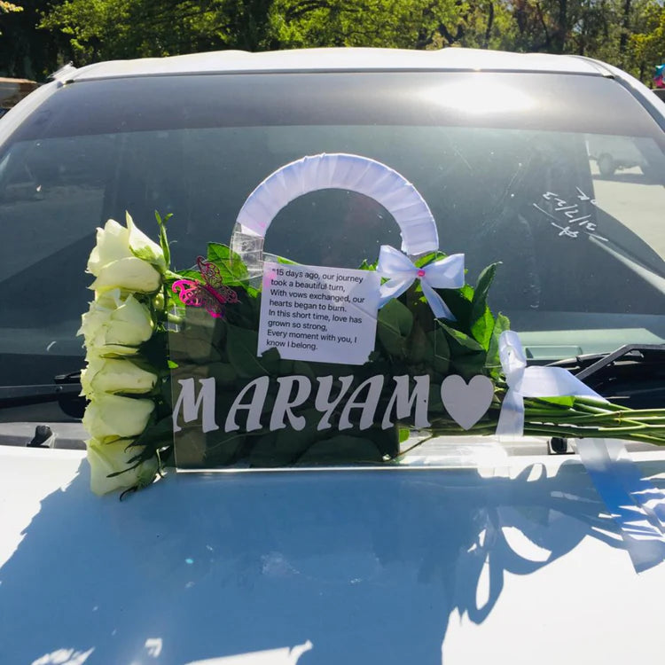 Acrylic Bag with Long-Stem White Rose