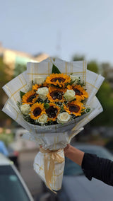 Sunflower & White Rose Delight