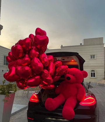 Valentine's Special: 6  Feet Teddy Bear & Red Heart Balloons