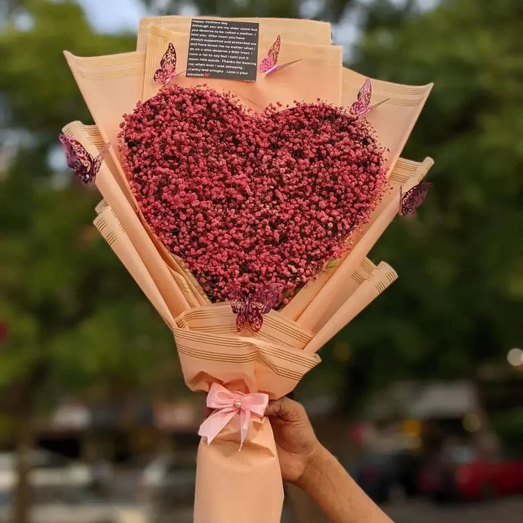 Heart-Shaped Bouquet with Elegant Butterfly Accents