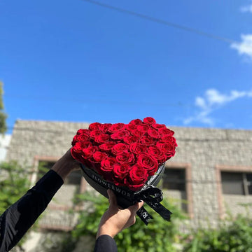 Mini Heart Box Filled with Red Roses