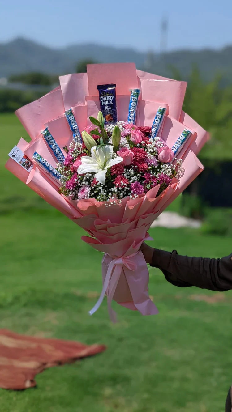 Pastel Elegance Bouquet with Chocolate Bliss
