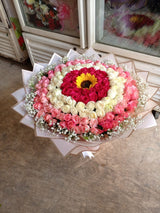 Stunning Mixed Rose Bouquet with Sunflower Centerpiece