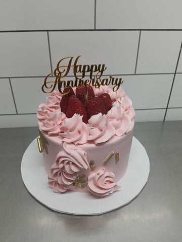 Anniversary Pink Theme Customized Cake