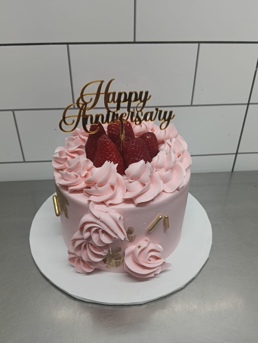 Anniversary Pink Theme Customized Cake
