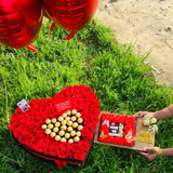 Eid Mubarak Gift Combo – Red Roses, Ferrero Rocher Cake & Helium Balloons Pakistan