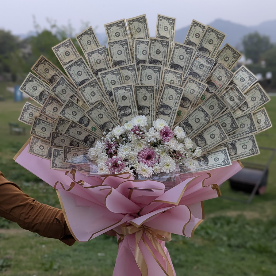 $1 x 50 Notes with Chrysanthemums Bouquet – Eid Special Gift