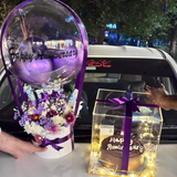 Luxury Anniversary Flower Box with Bubble Balloon & Cake