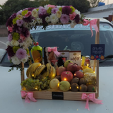 Luxury Fresh Fruit Gift Basket with Floral Frame