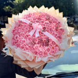 Luxury Pink Rose Bouquet with Butterflies