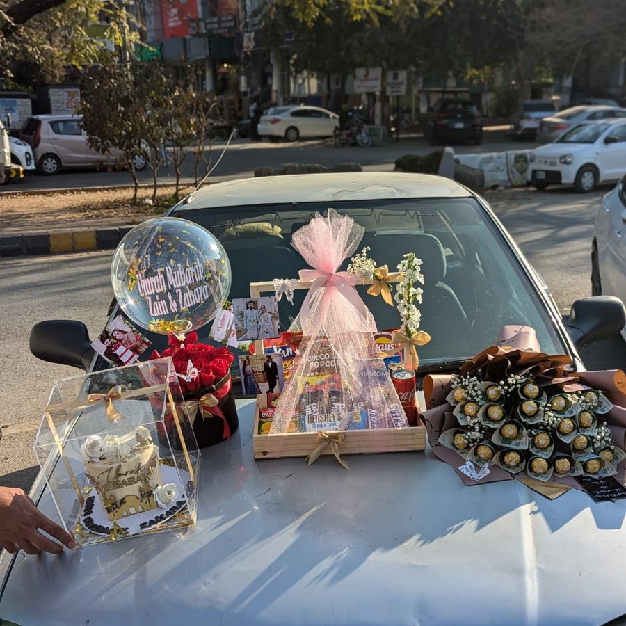 Customized Eid Mubarak Gift Combo – Cake, 10K Cash, Ferrero Rocher & More