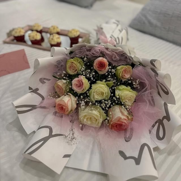 White & Pink Roses Bouquet – Grace Meets Romance