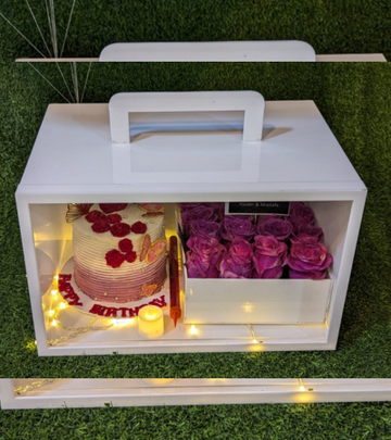 Elegant Acrylic Bag: Cake & Roses for a Special Celebration