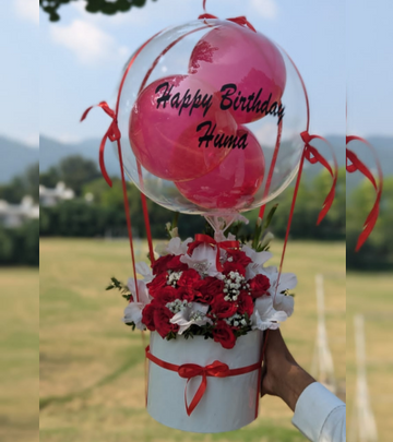 Red & Romantic Balloon Gift Box for Special Occasions
