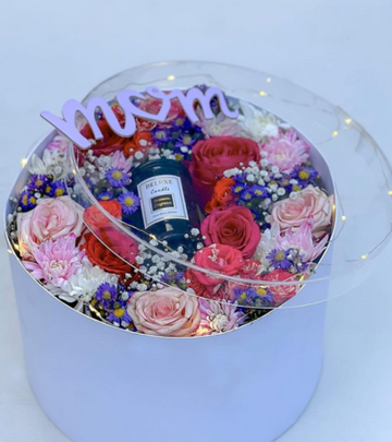 Luxury Floral Gift with Scented Candle for Mom