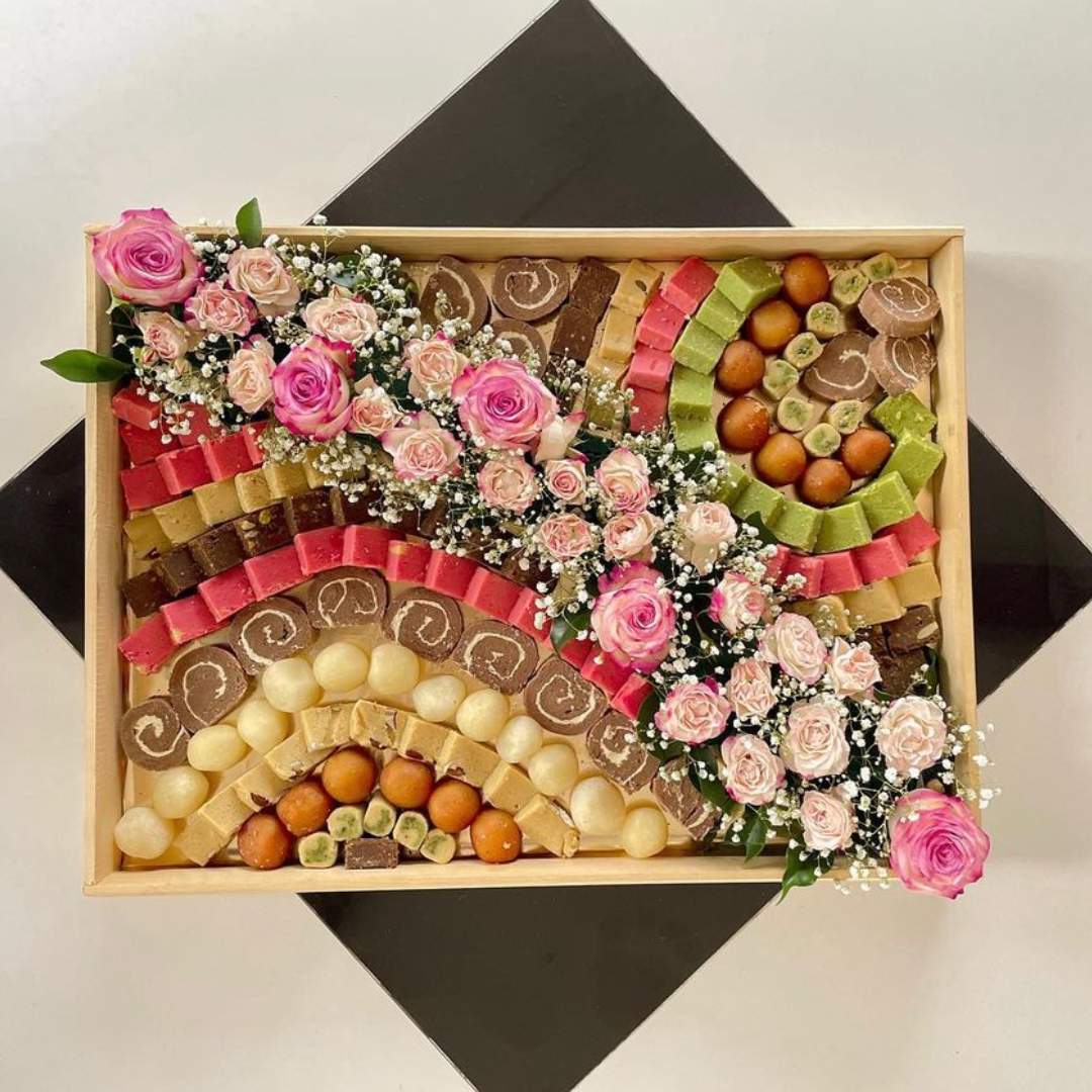Luxury Mithai & Floral Eid Tray