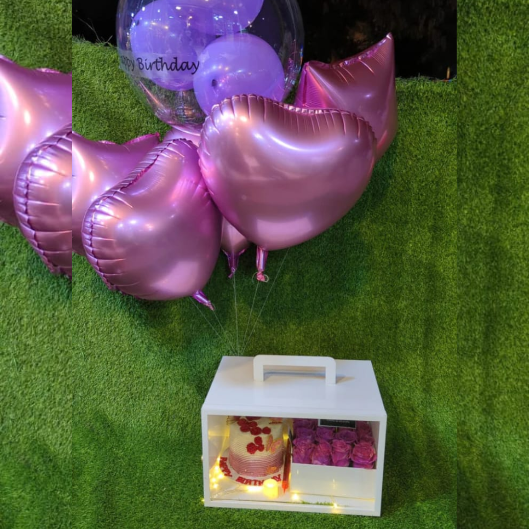 Elegant Acrylic Bag: Cake & Roses for a Special Celebration
