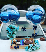 Wooden Dessert Basket with Balloons & Cupcake Set