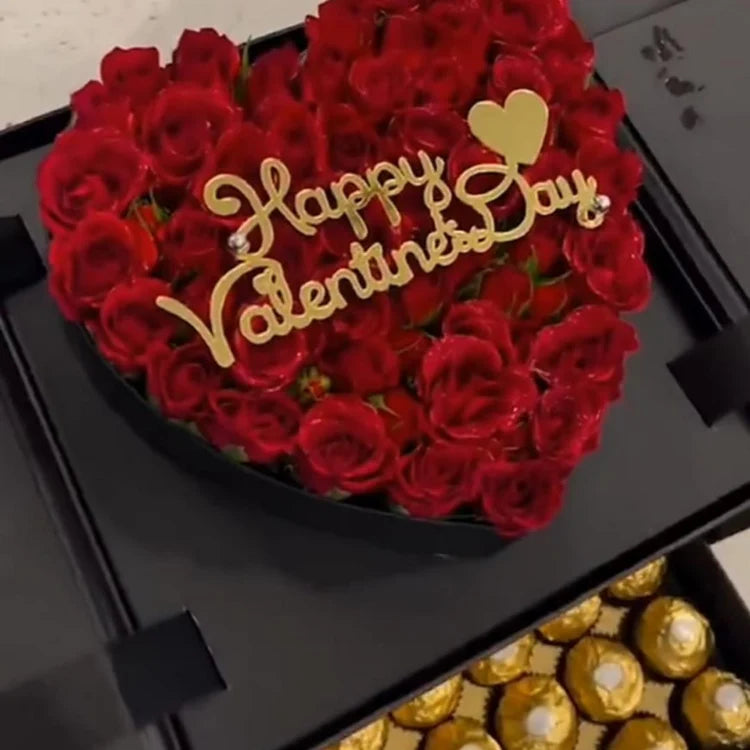 Eid Popup Box: Red Heart Rose & Rochers