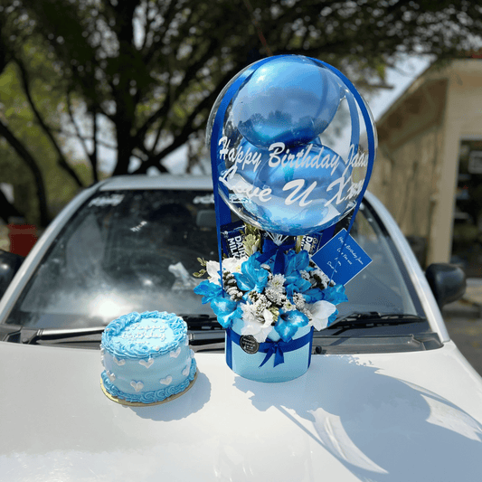 Birthday Flowers Baloon Giftbox &Customized Cake for him from England🇬🇧