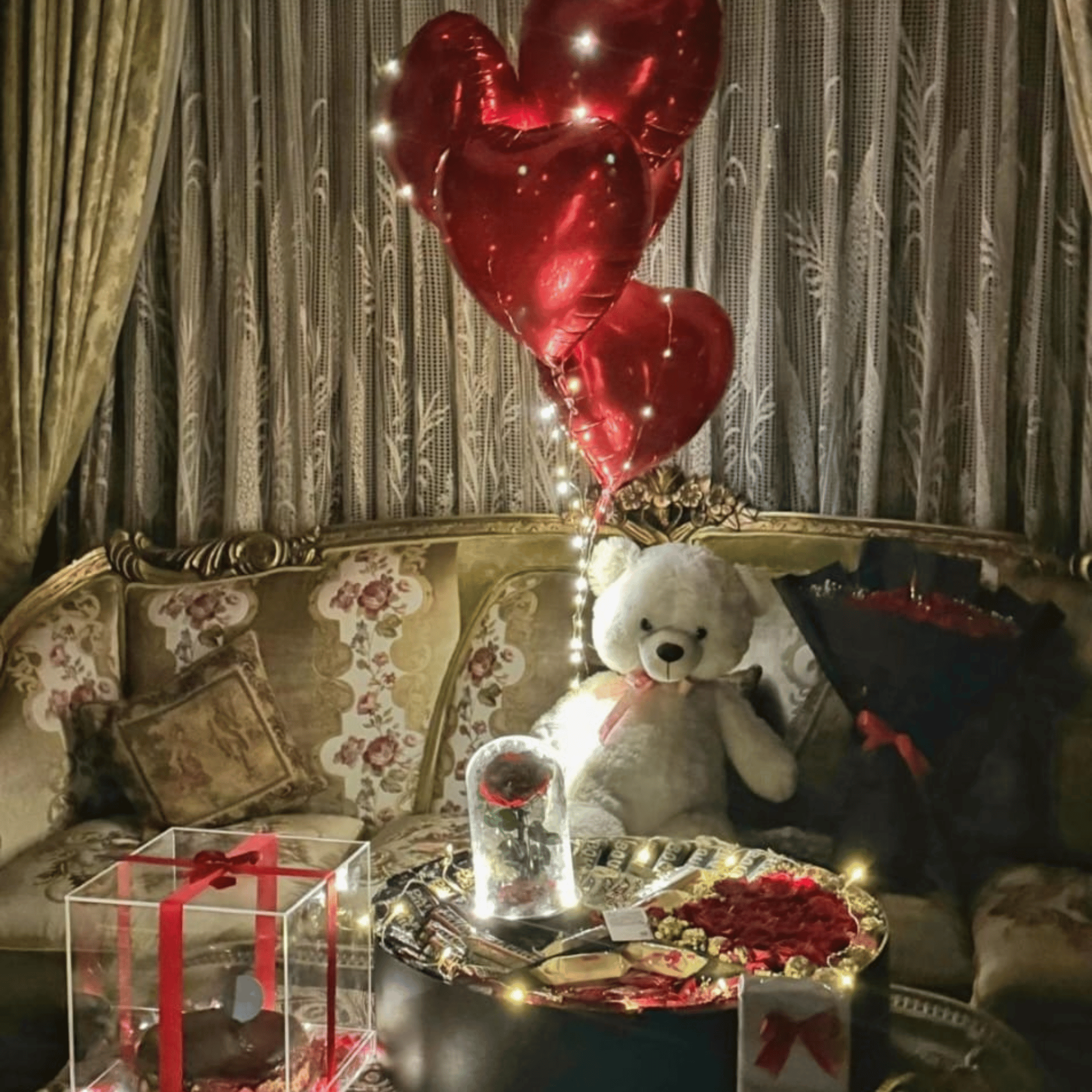 Deluxe Gift Hamper: Teddy, Cake, Balloons & Chocolates