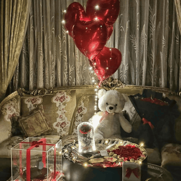 Deluxe Gift Hamper: Teddy, Cake, Balloons & Chocolates