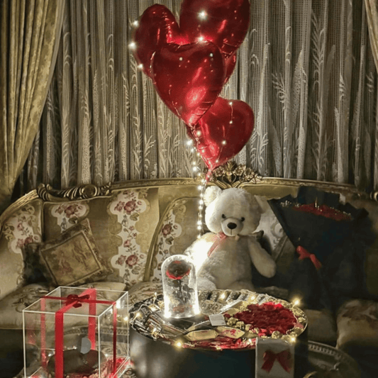 Deluxe Gift Hamper: Teddy, Cake, Balloons & Chocolates