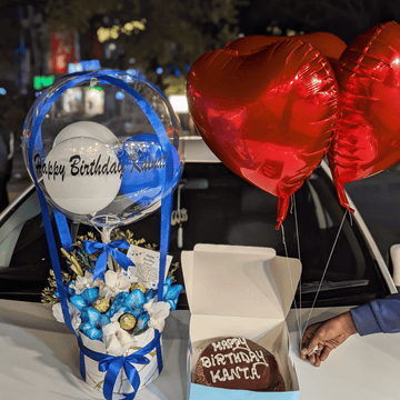 Balloon Box with Cake & Foil Balloon