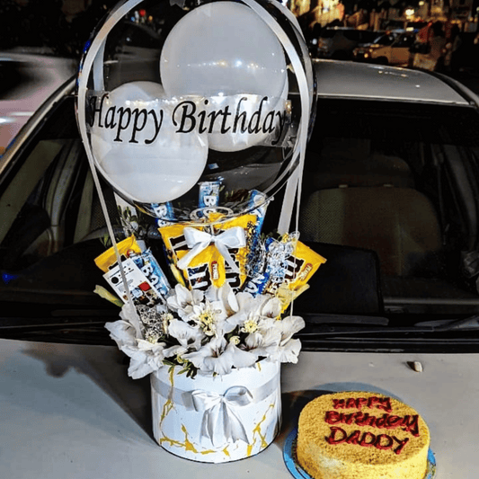 Dad's Favourite Chocolates /Flower Box with Honey Cake