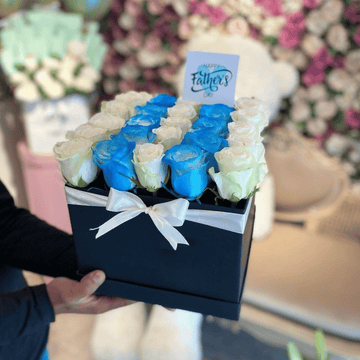 Best-Selling White & Blue Rose Box for Dad