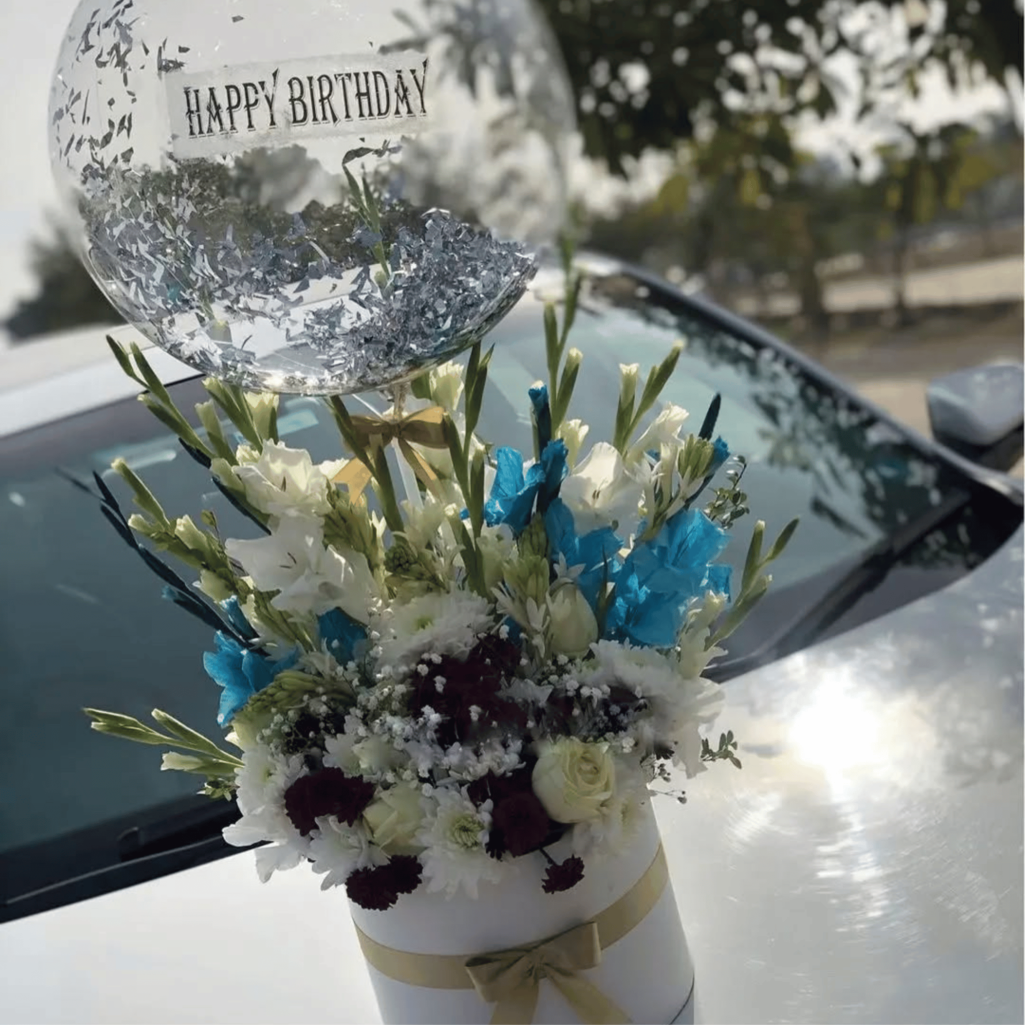 Imported Flower Box & Customized Balloon